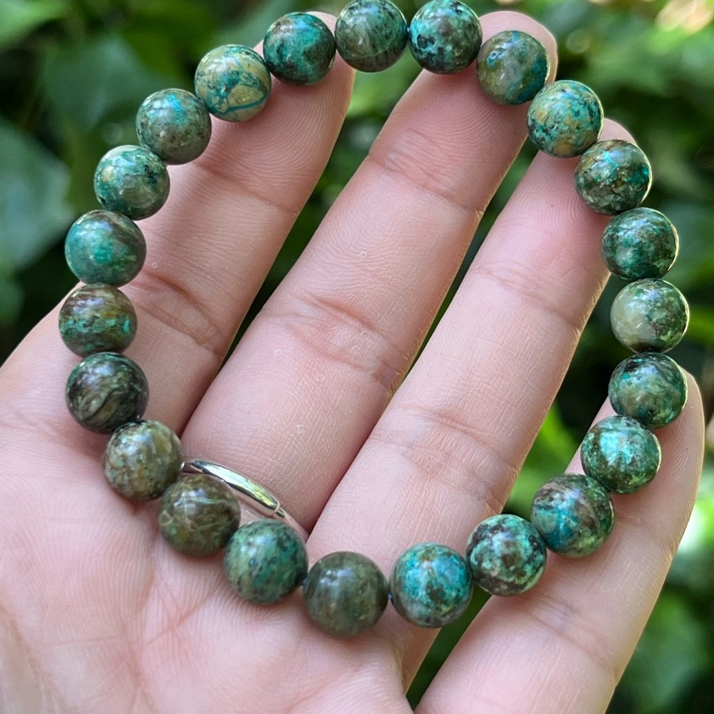 8.5mm stretchable‎ Chrysocolla bracelet